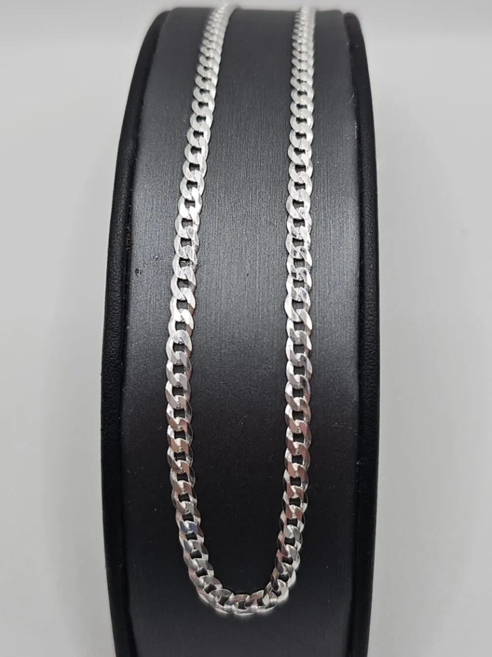 Sterling Silver 925 High Polished Super Flat Curb Link Chain 3.8mm 24 inches